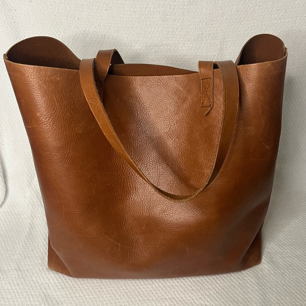 MADEWELL-Beautiful Brown/Tan Large Luxury Leather Transport Tote